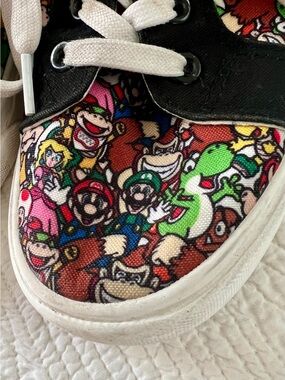 Kids Mario Bros. Multi-Character Canvas Sneakers in Black and White